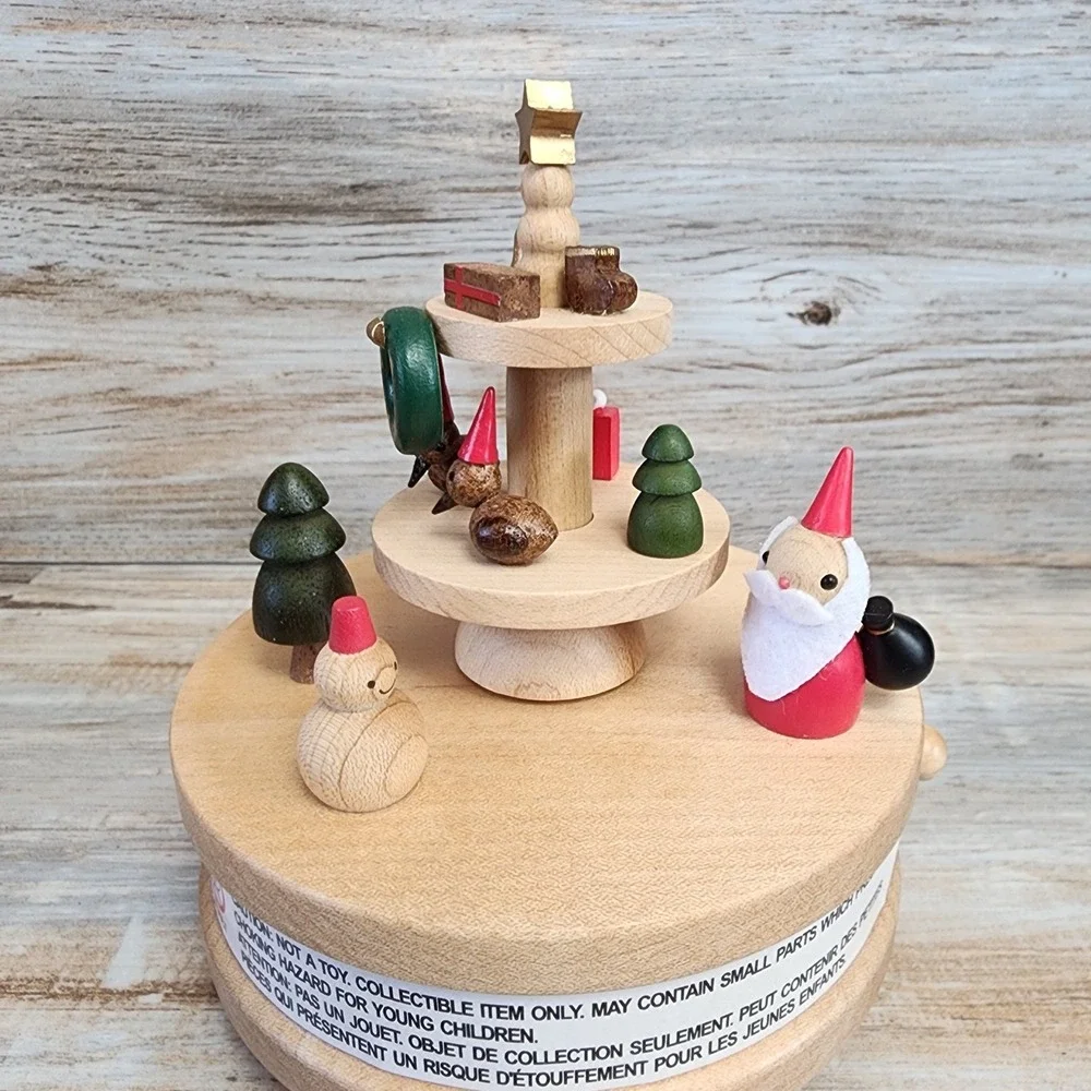 Wooderful Life Handcrafted Wooden Music Box Holiday Gift Tower Christmas Santa